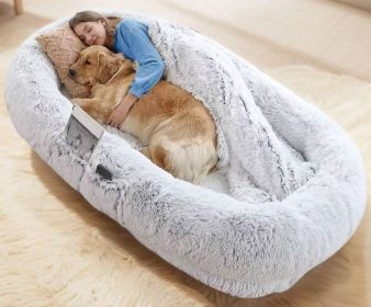 Human Dog Bed, 71''x40''x12'' Size Fits You and Pets, Washable Faux Fur Dog Bed for People Doze Off