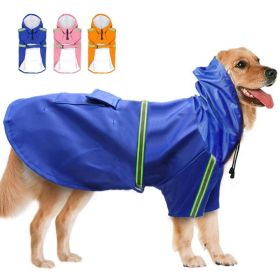 Waterproof Dog Raincoat, Leisure Lightweight, Reflective Rain Jacket with Hood (Color: Blue)