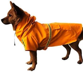 Waterproof Dog Raincoat, Leisure Lightweight, Reflective Rain Jacket with Hood (Color: Orange)